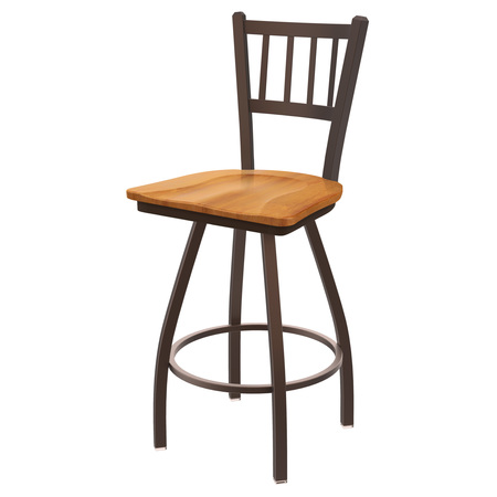 HOLLAND BAR STOOL CO 36" Swivel Bar Stool, Bronze Finish, Med Maple Seat 81036BZMedMpl